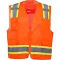 Gss Safety GSS Safety 1504 Premium Class 2 Fall Protection Mesh 6 Pockets Safety Vest, Orange , XL 1504-XL